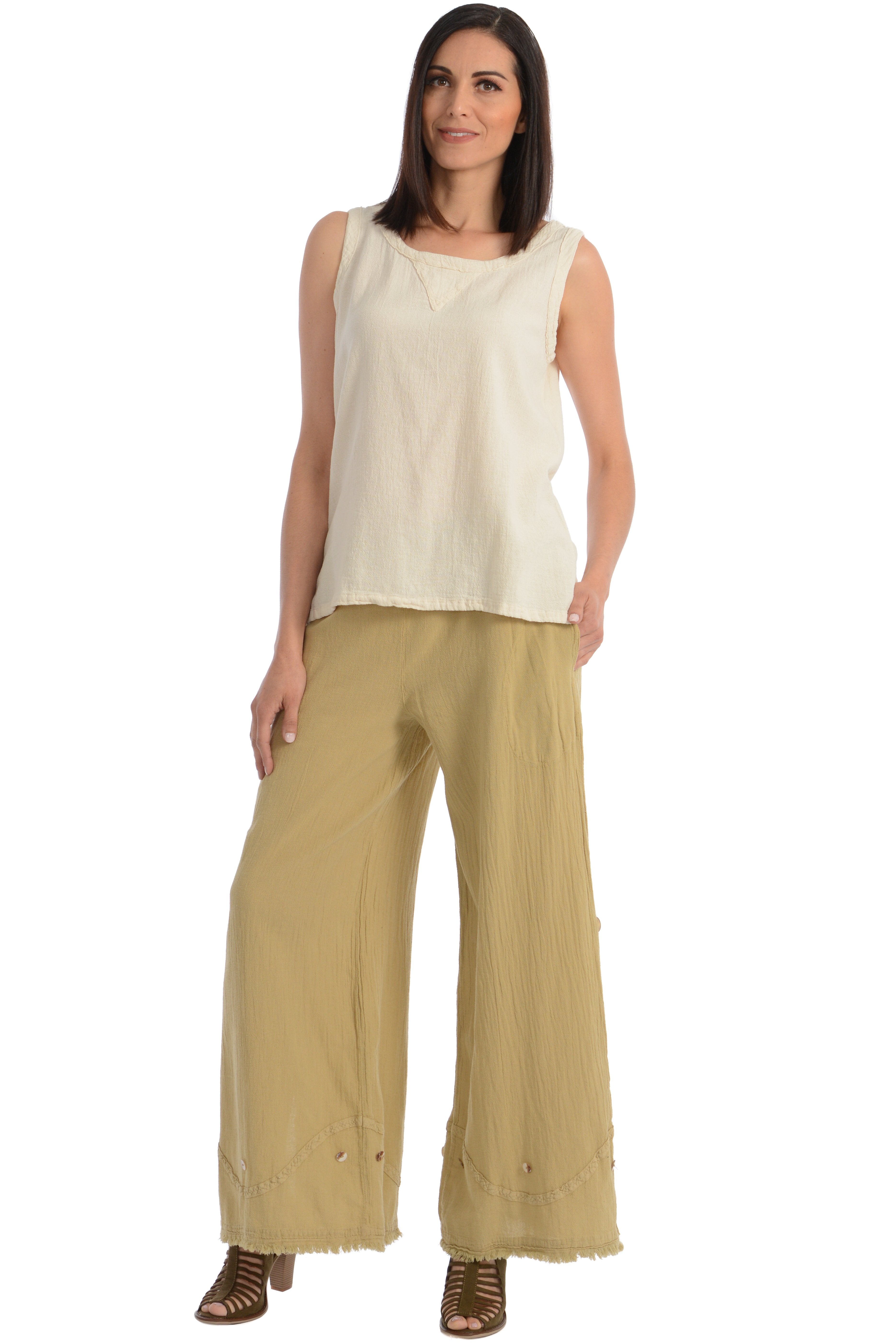 Maria de Guadalajara: Aloe Pants in Light Olive | KAQE