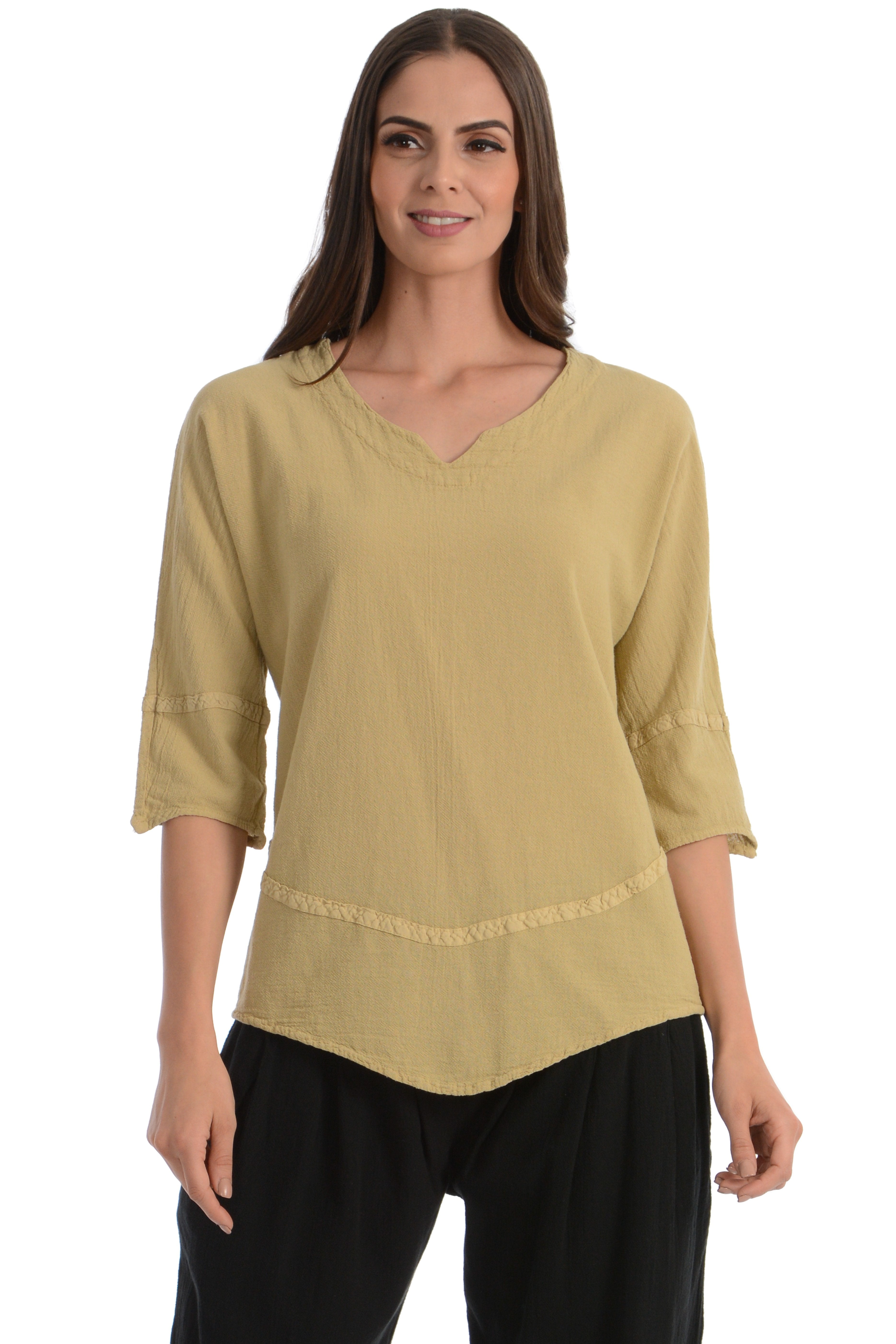 Maria de Guadalajara: Daisy Blouse in Light Olive | KAQE