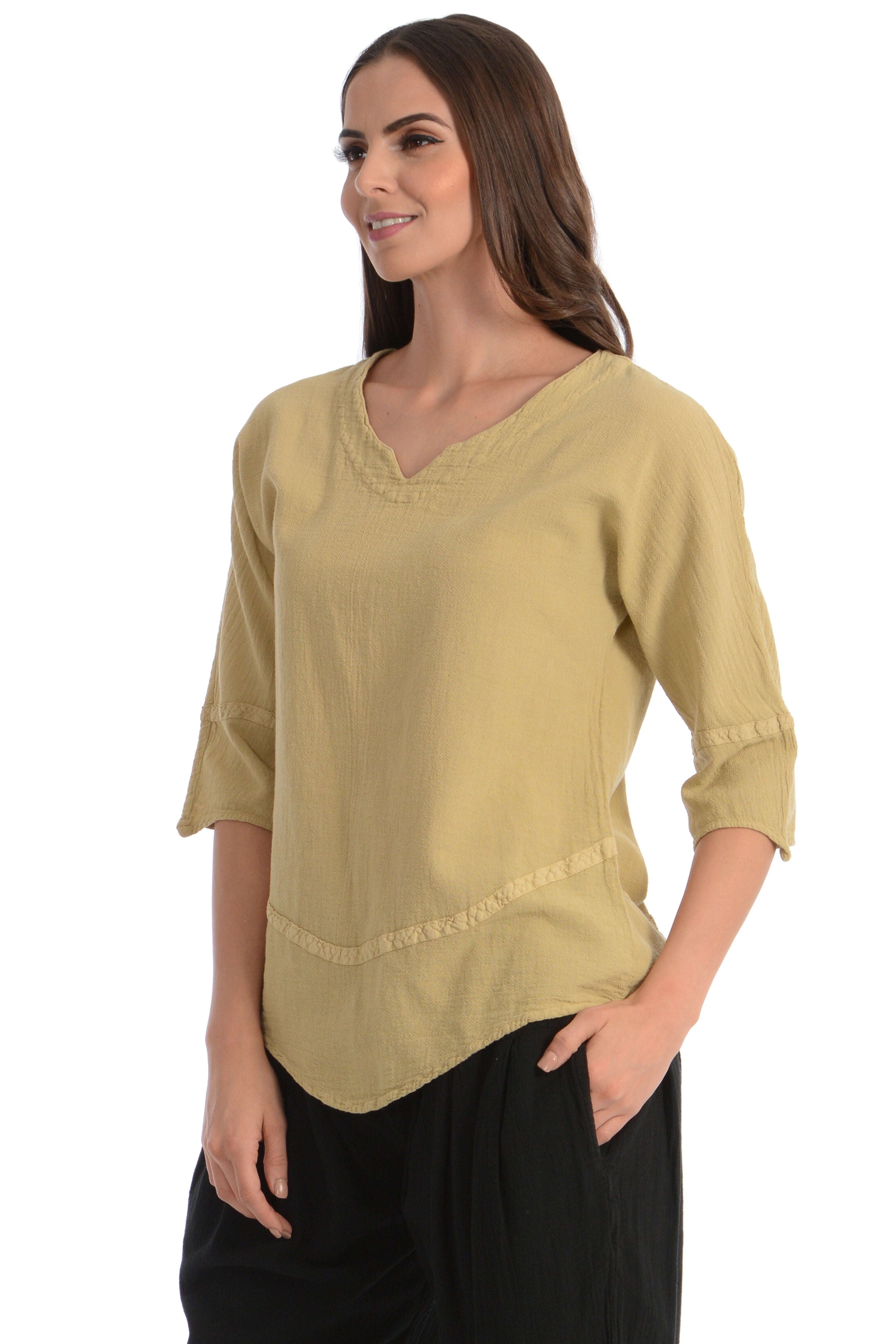 Maria de Guadalajara: Daisy Blouse in Light Olive | KAQE