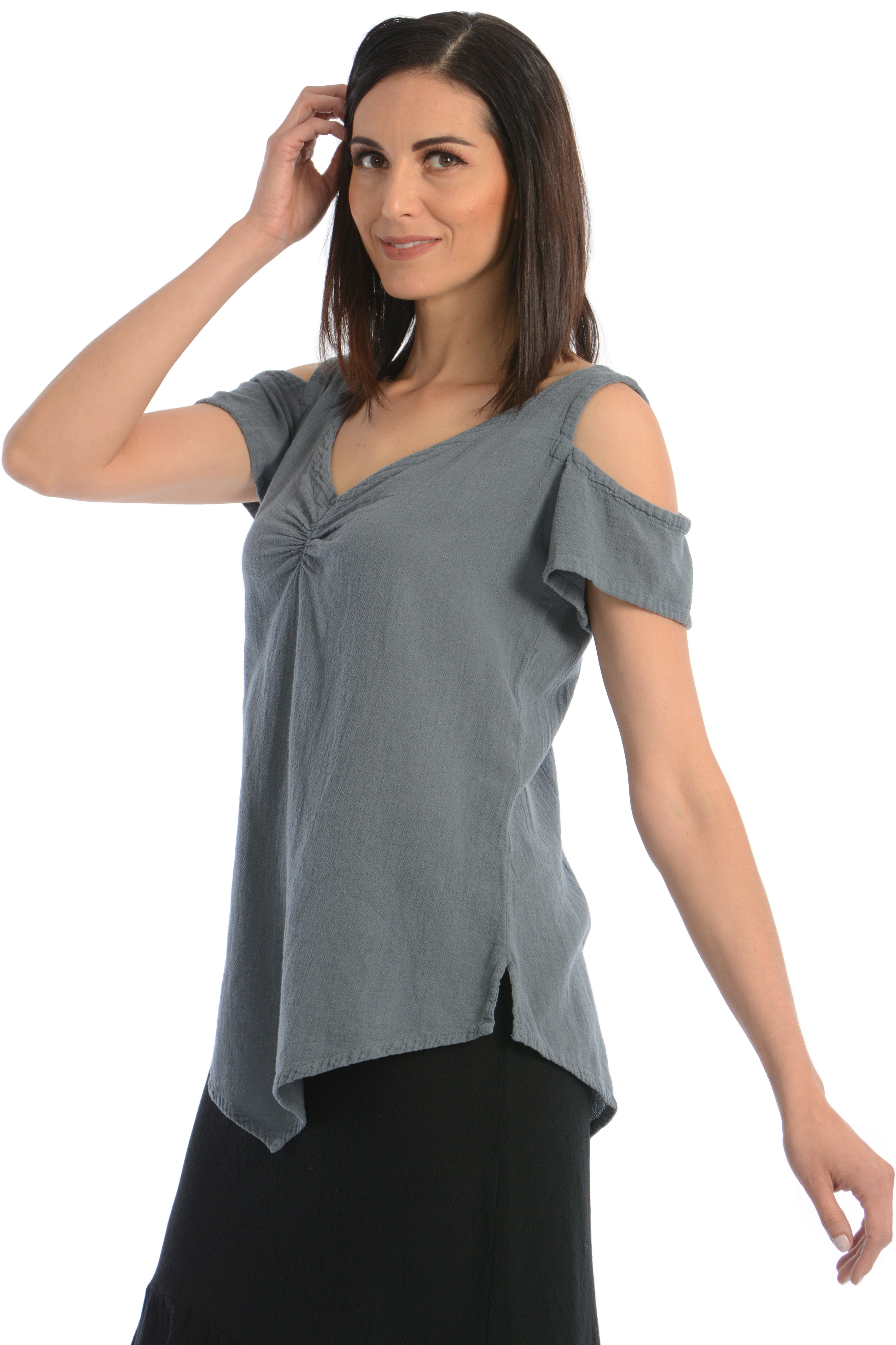 Maria de Guadalajara: Dominica Blouse in Gray | KAQE