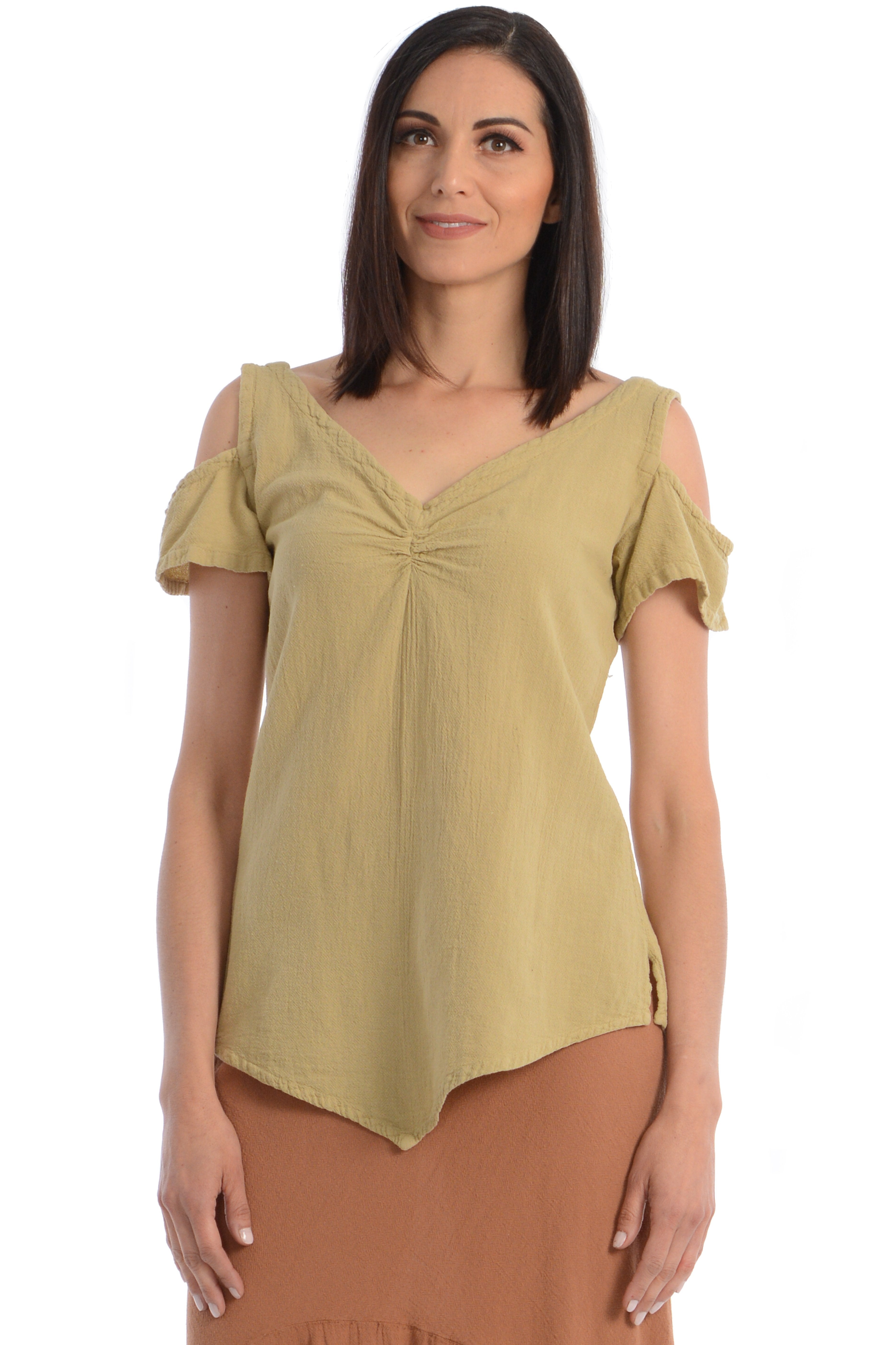 Maria de Guadalajara: Dominica Blouse in Light Olive | KAQE