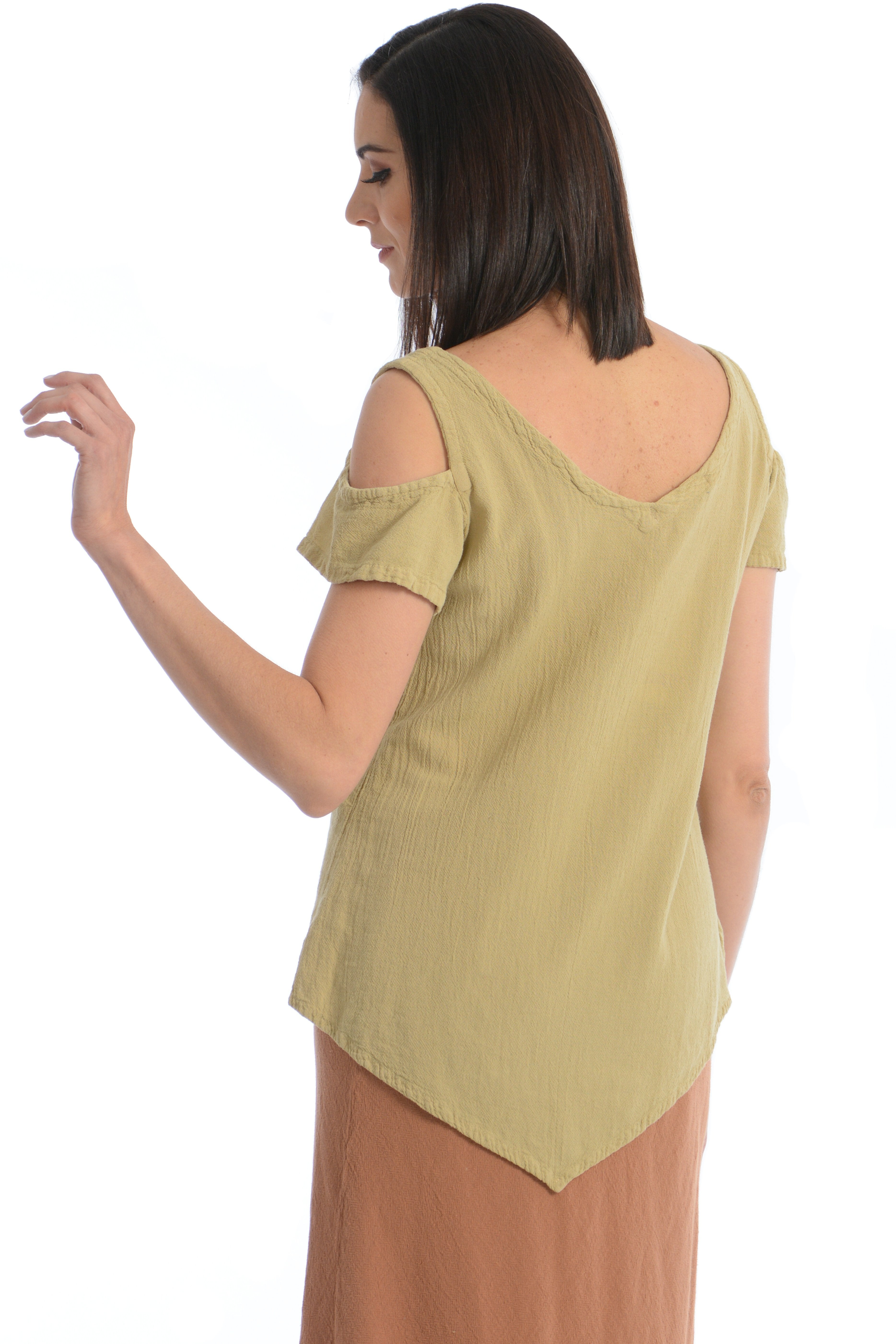 Maria de Guadalajara: Dominica Blouse in Light Olive | KAQE