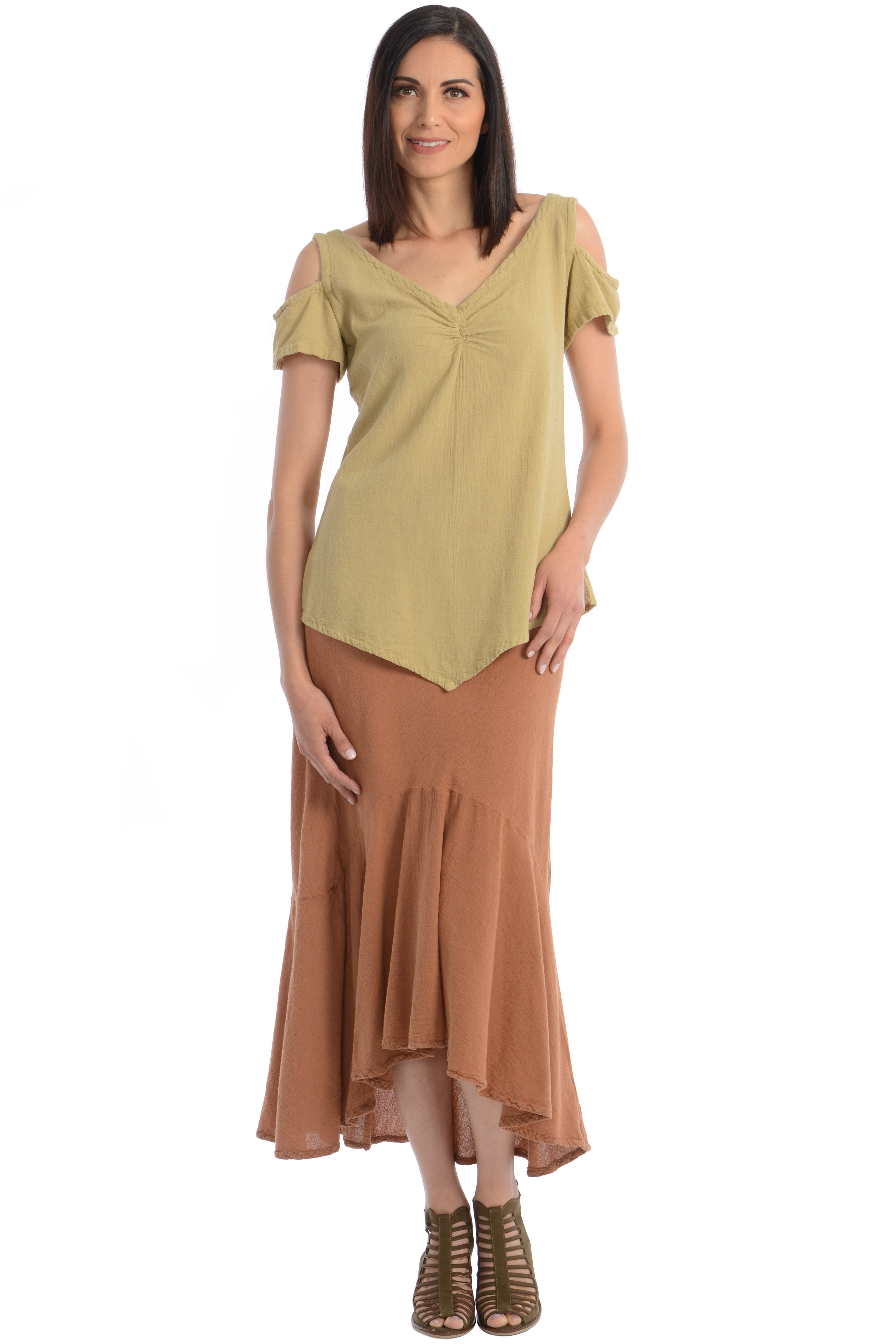 Maria de Guadalajara: Dominica Blouse in Light Olive | KAQE