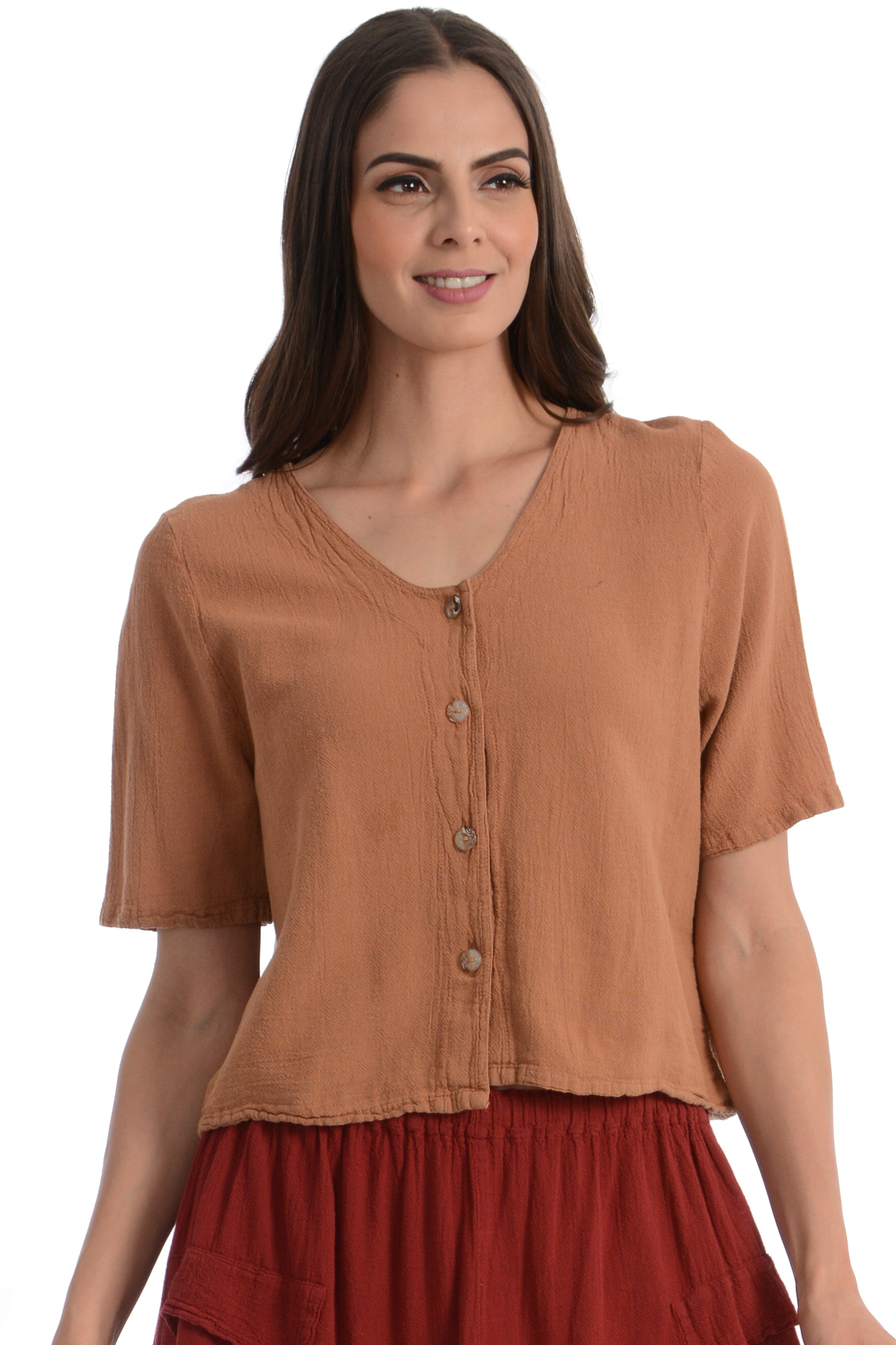 Maria de Guadalajara: Kalena Blouse in Cinnamon | KAQE