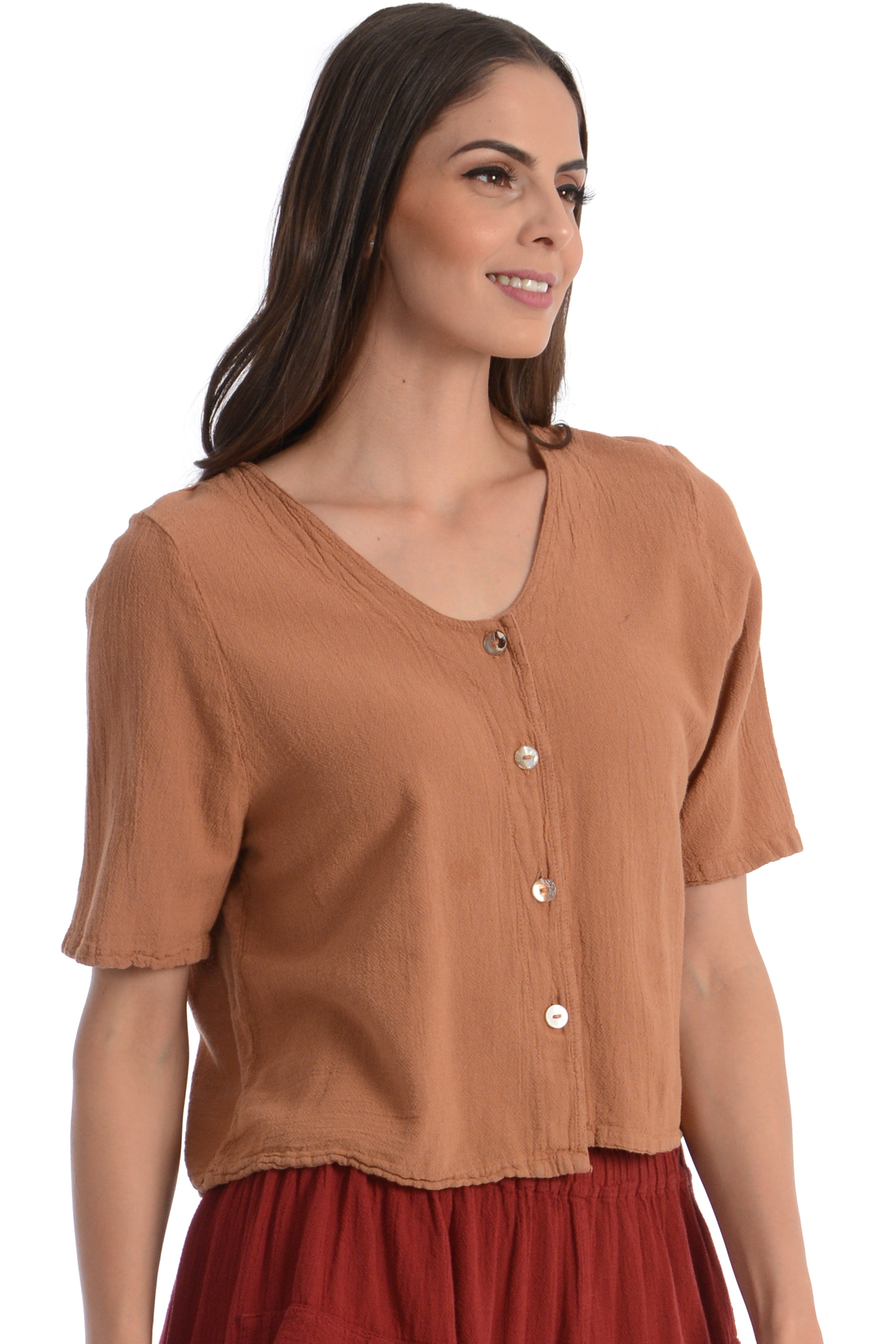 Maria de Guadalajara: Kalena Blouse in Cinnamon | KAQE