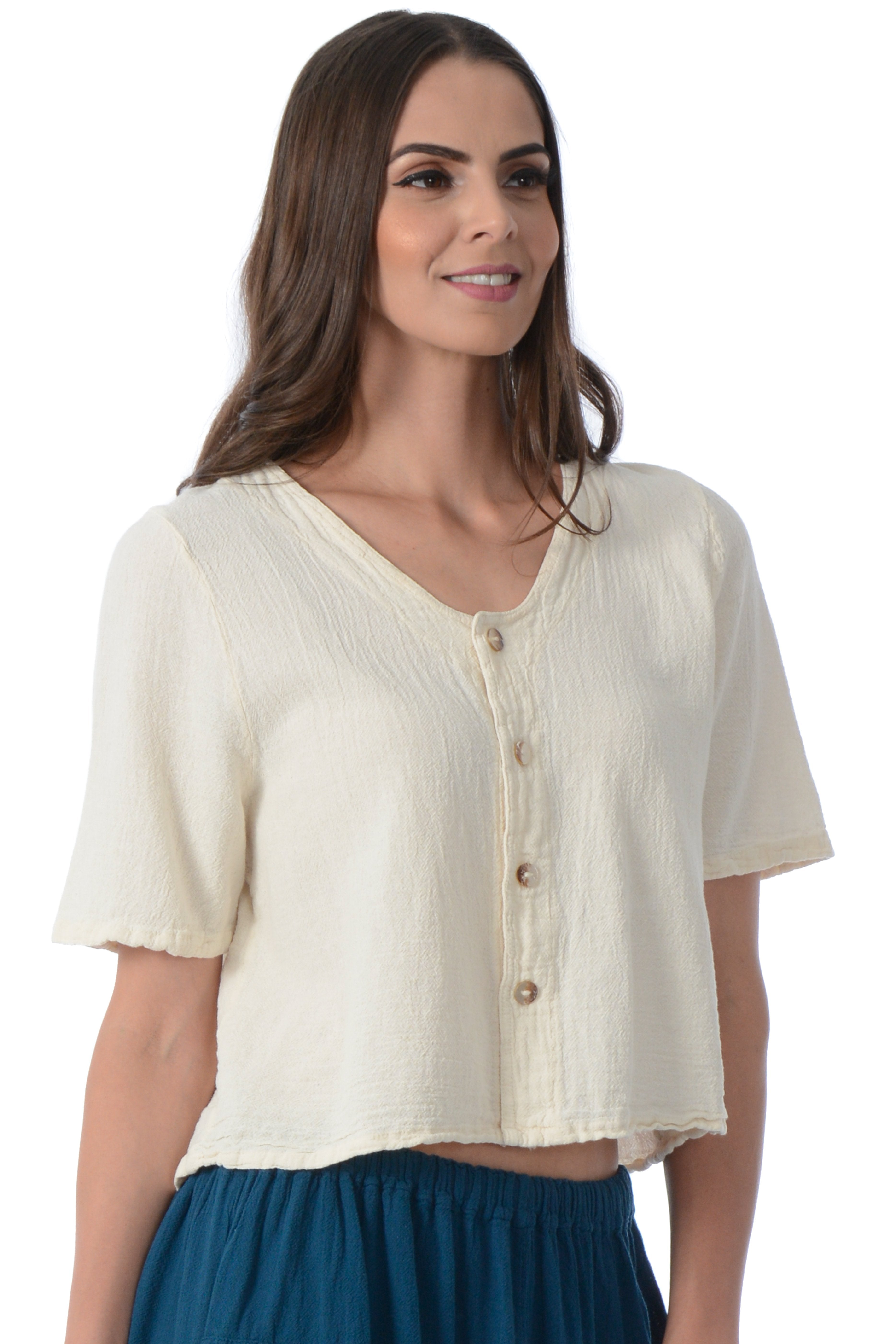 Maria de Guadalajara: Kalena Blouse in Pearl | KAQE