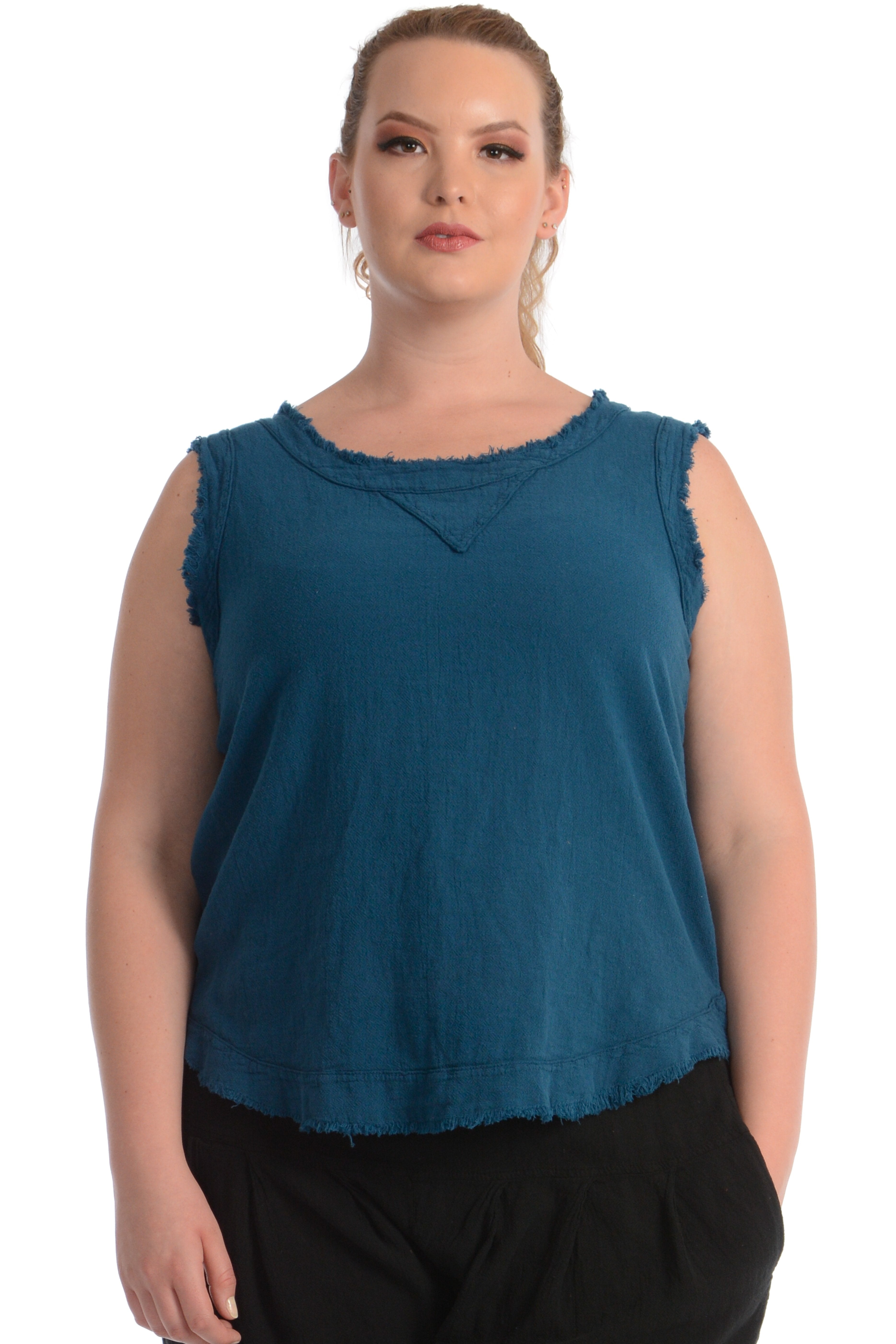 Maria de Guadalajara: Mederick Tank Top in Indigo Blue | KAQE