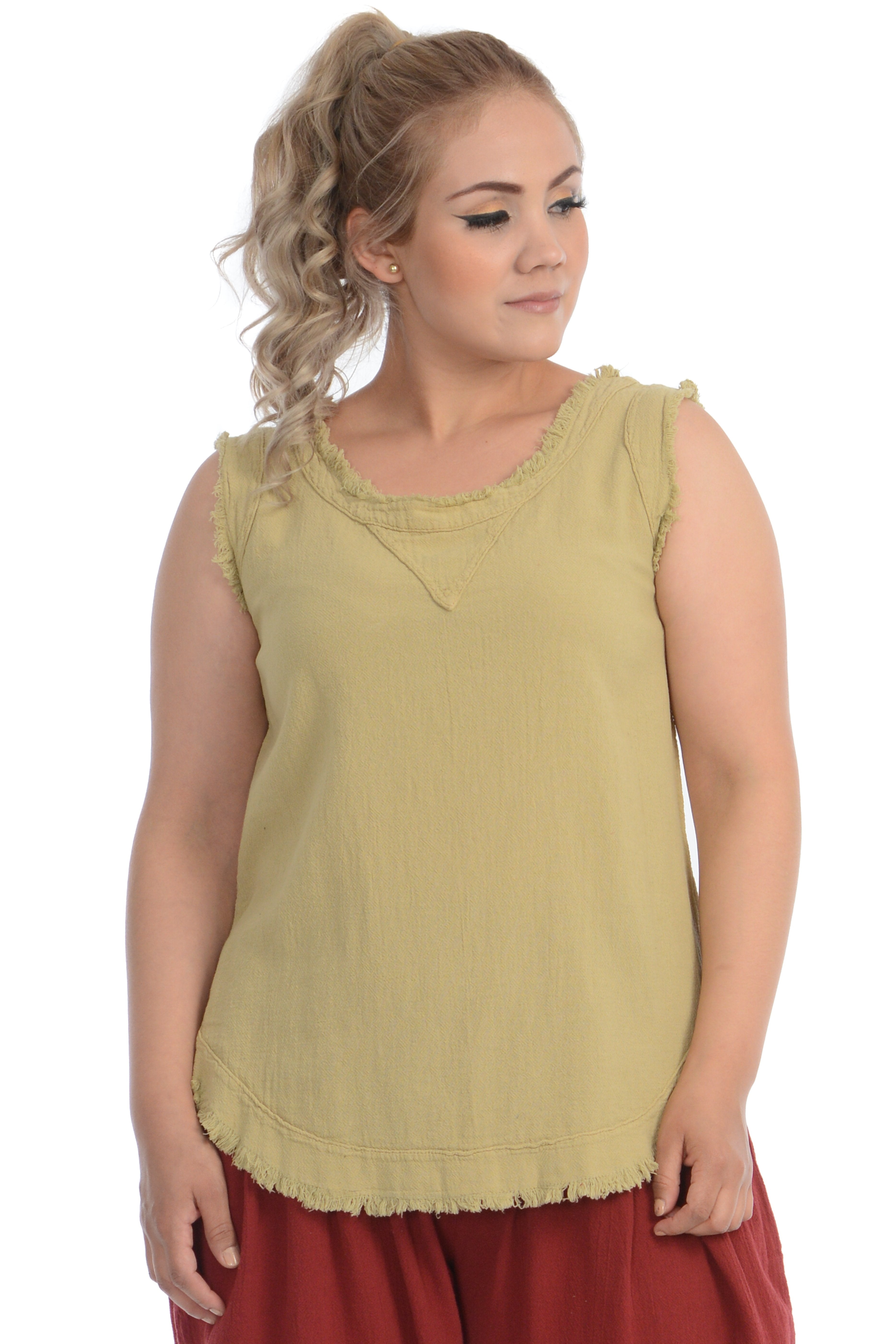 Maria de Guadalajara: Mederick Tank Top in Light Olive | KAQE