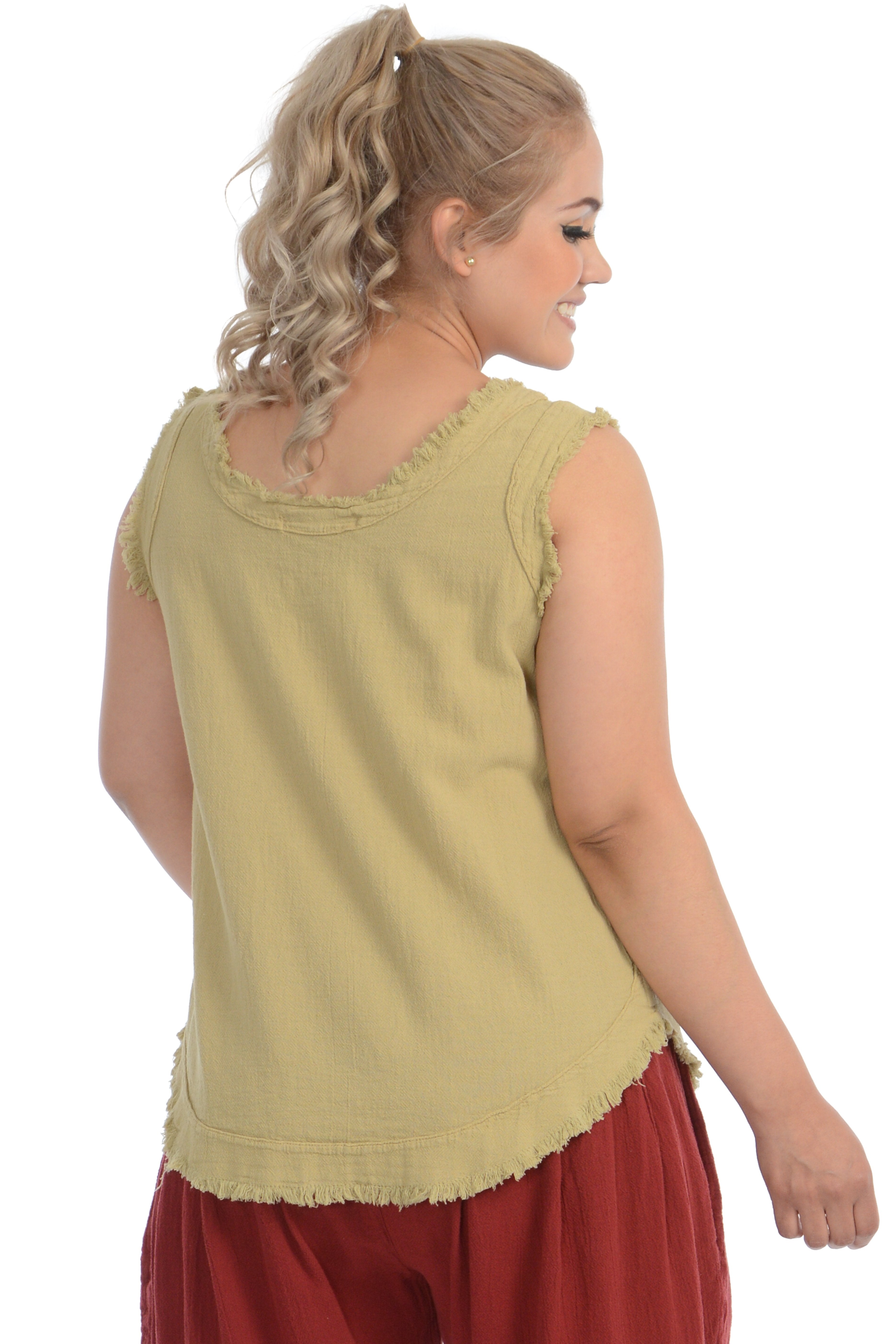 Maria de Guadalajara: Mederick Tank Top in Light Olive | KAQE