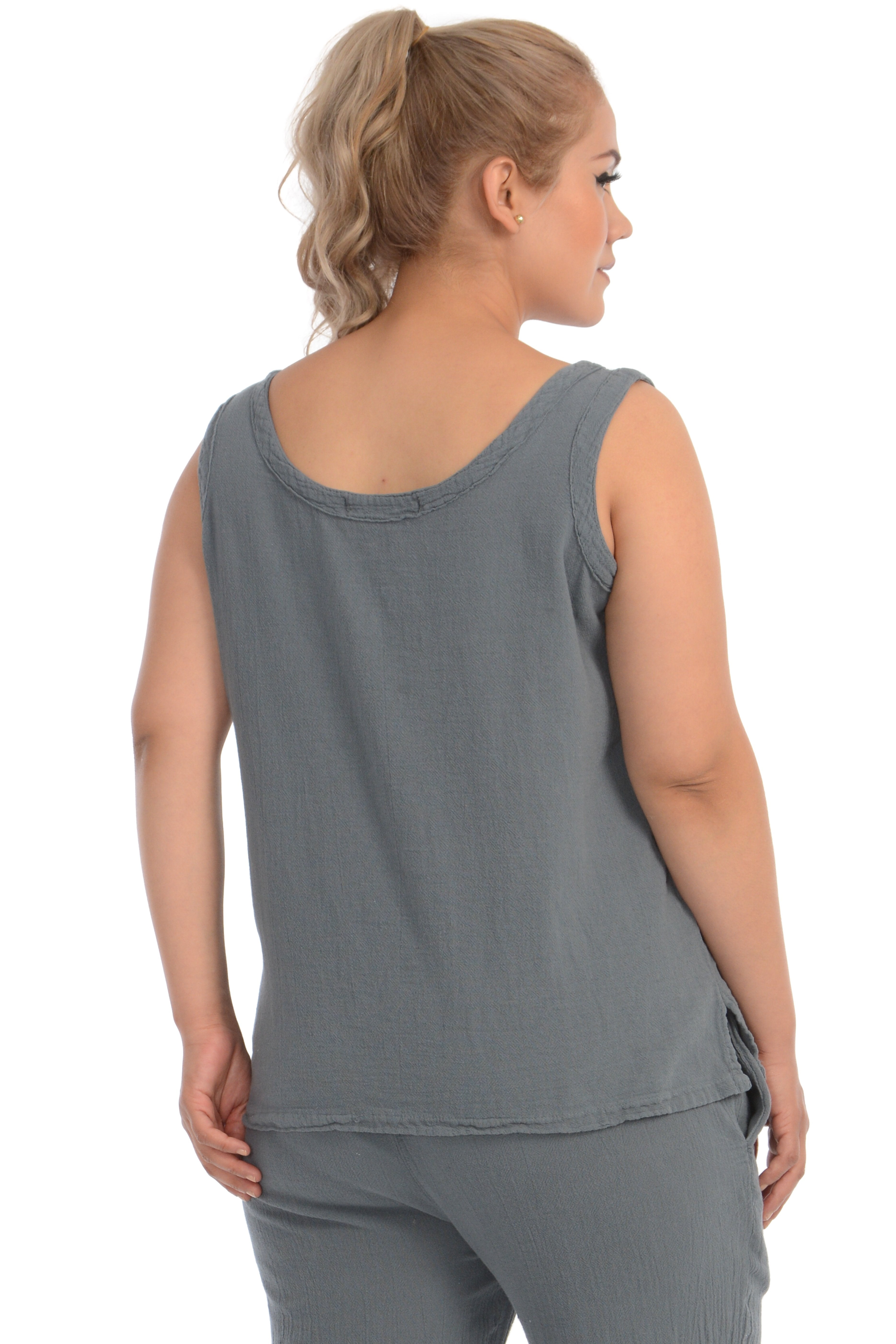 Maria de Guadalajara: Muriel Tank Top in Gray | KAQE