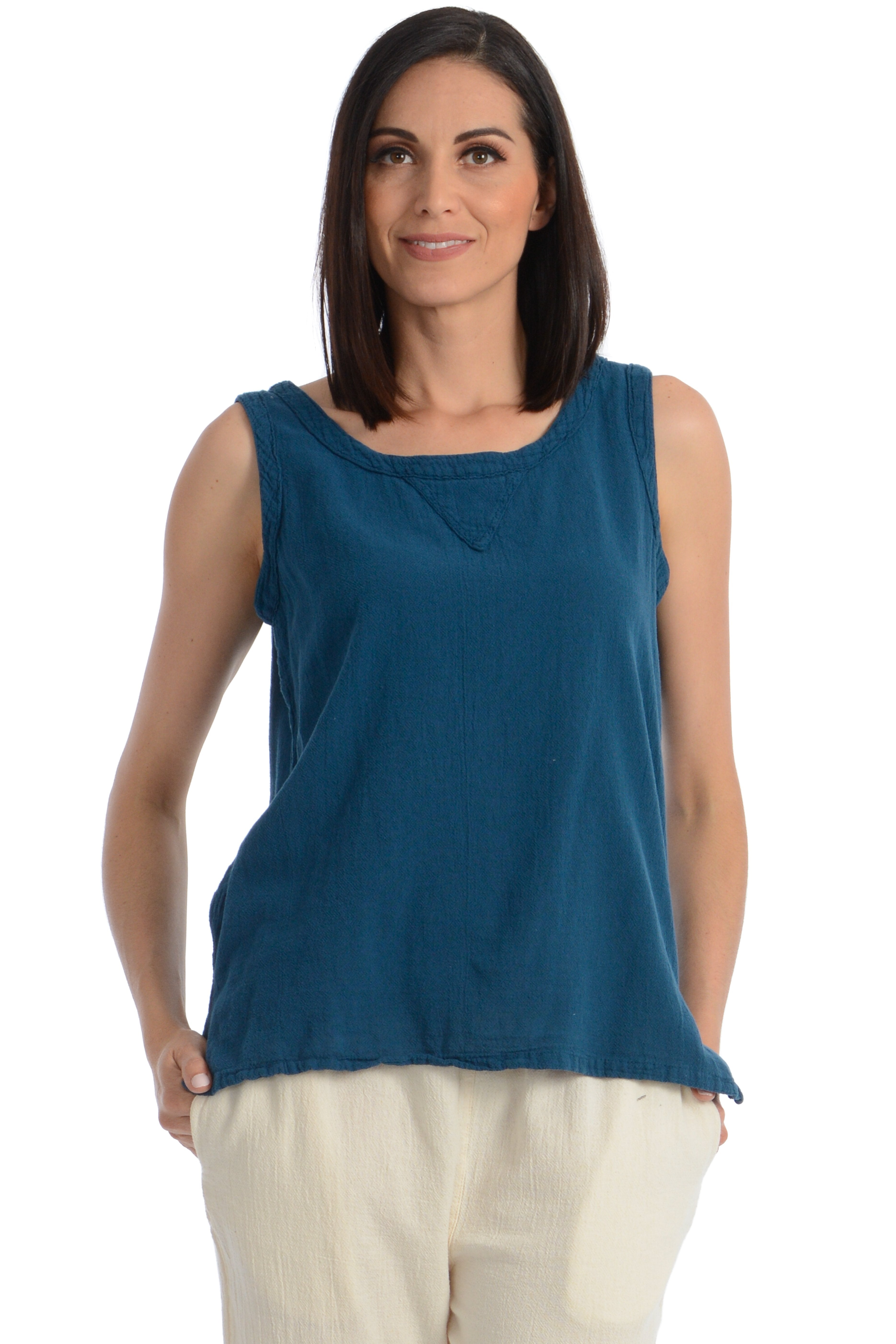 Maria de Guadalajara: Muriel Tank Top in Indigo Blue | KAQE