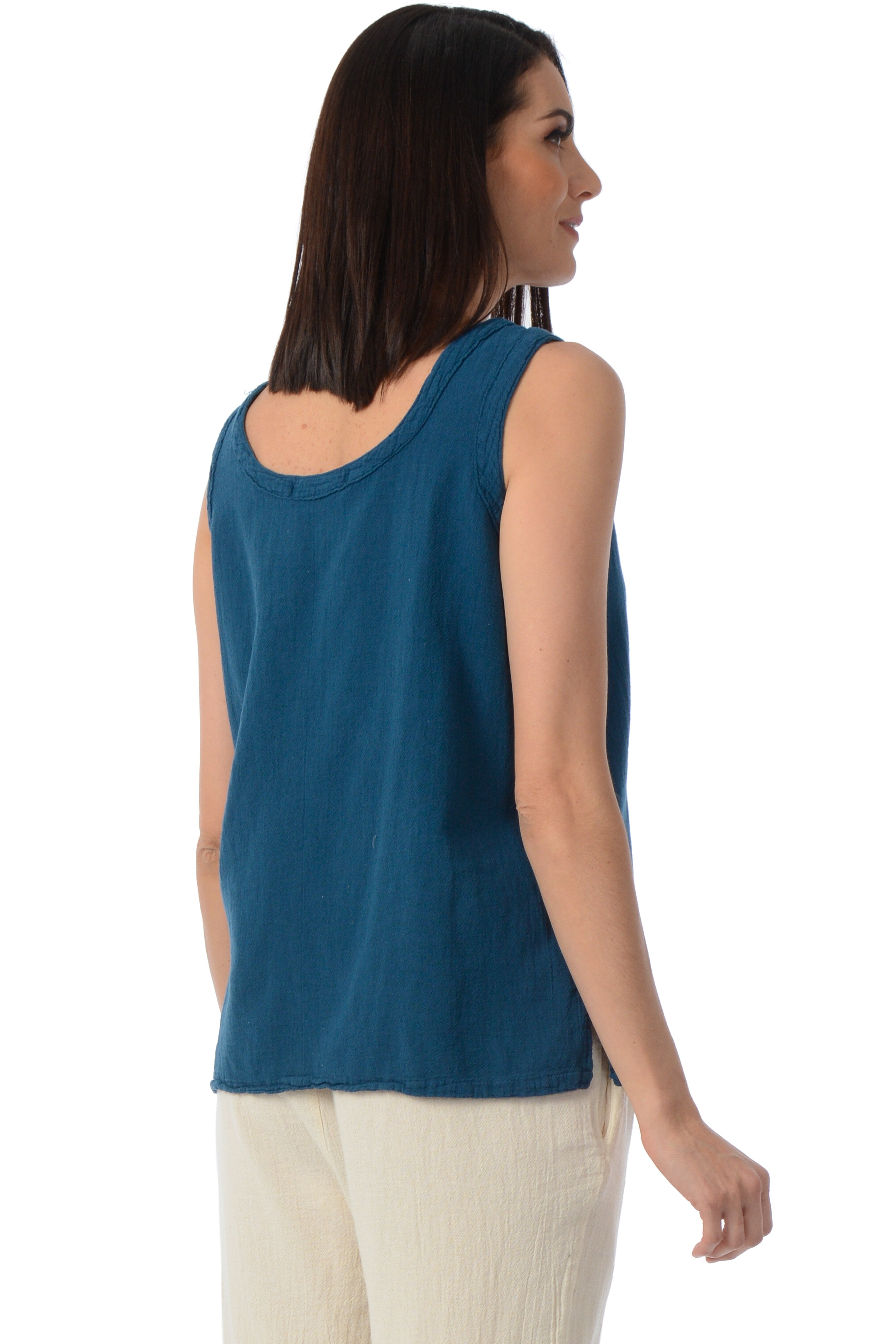 Maria de Guadalajara: Muriel Tank Top in Indigo Blue | KAQE