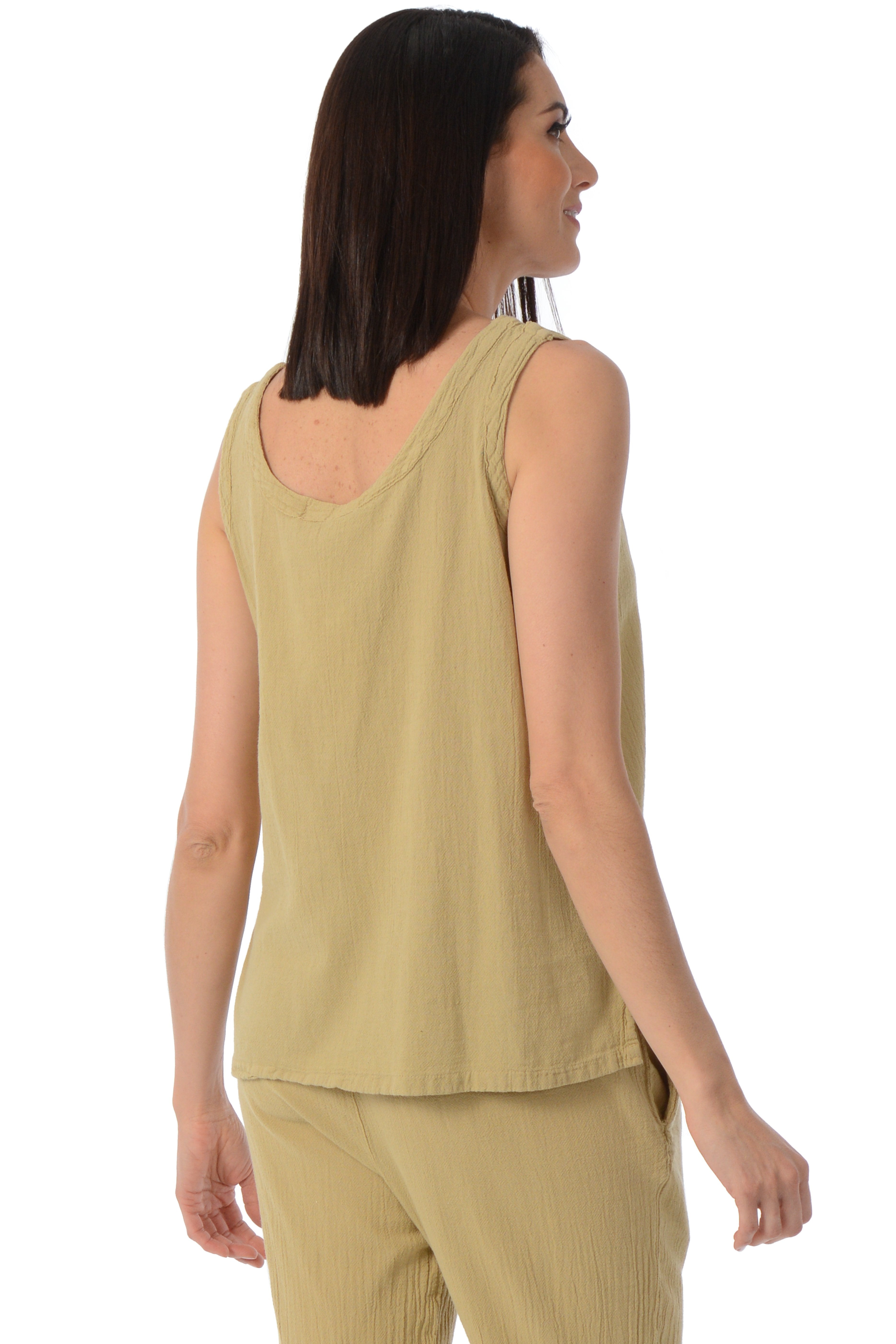 Maria de Guadalajara: Muriel Tank Top in Light Olive | KAQE