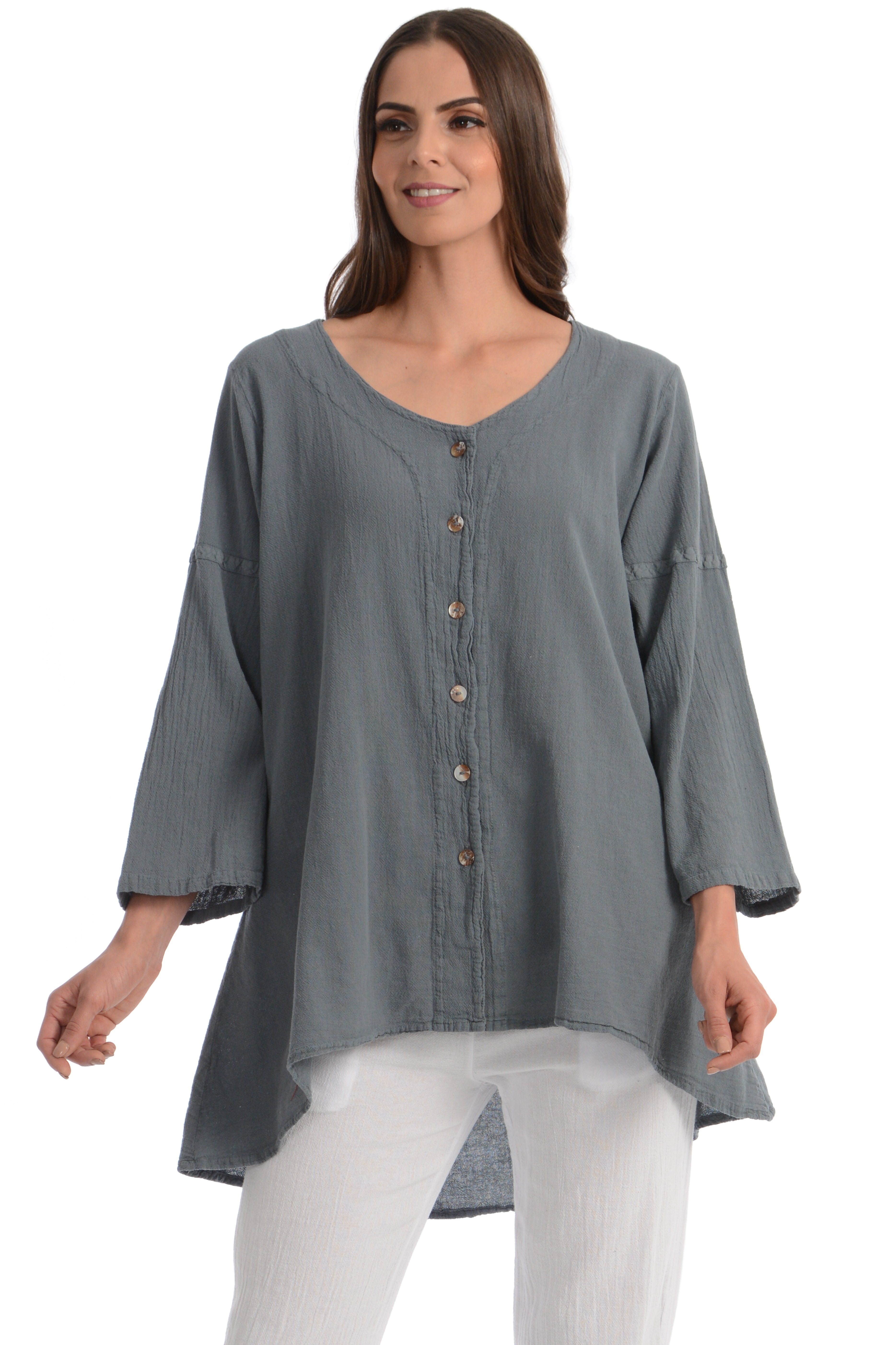 Maria de Guadalajara: Petunia Blouse in Gray | KAQE