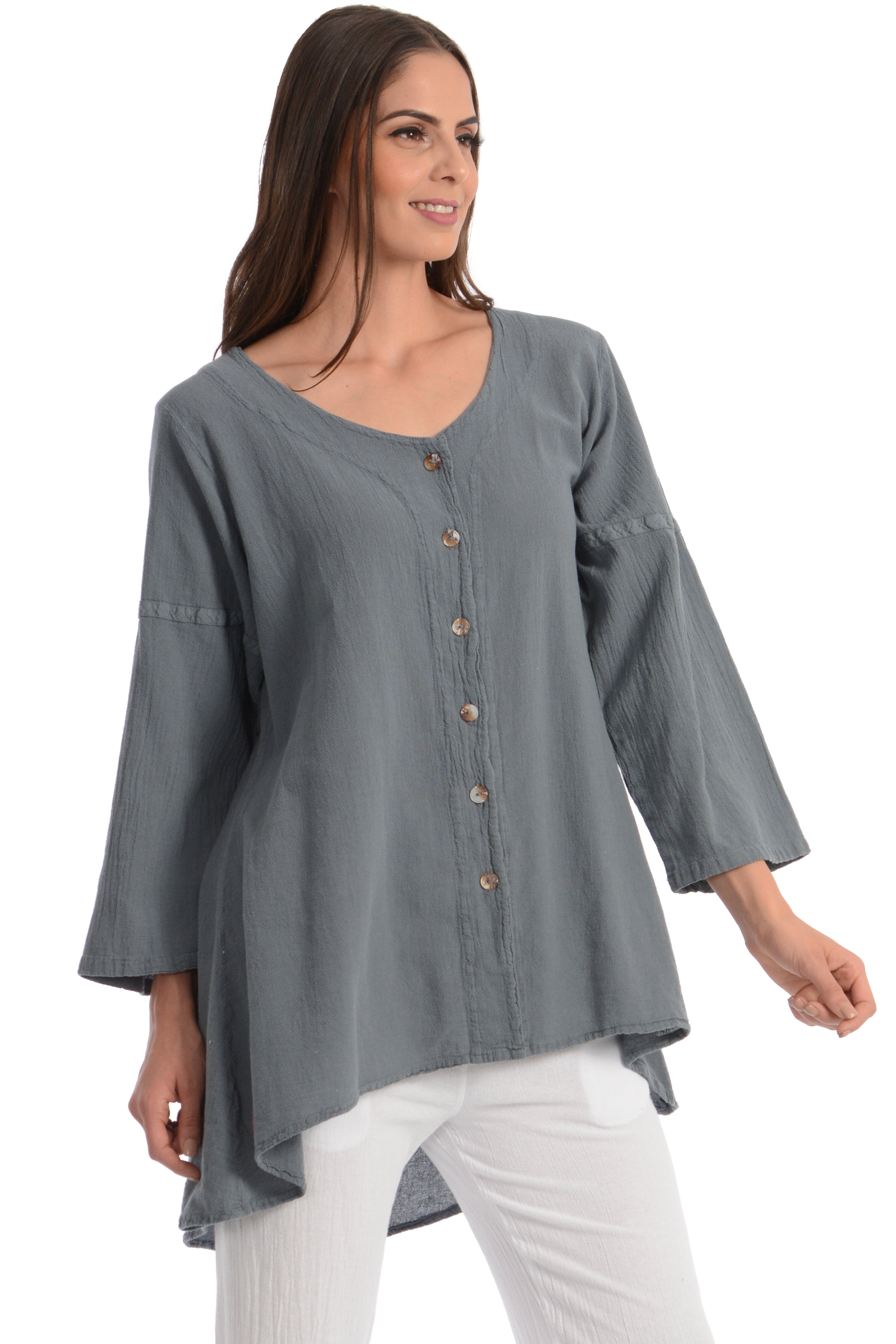 Maria de Guadalajara: Petunia Blouse in Gray | KAQE