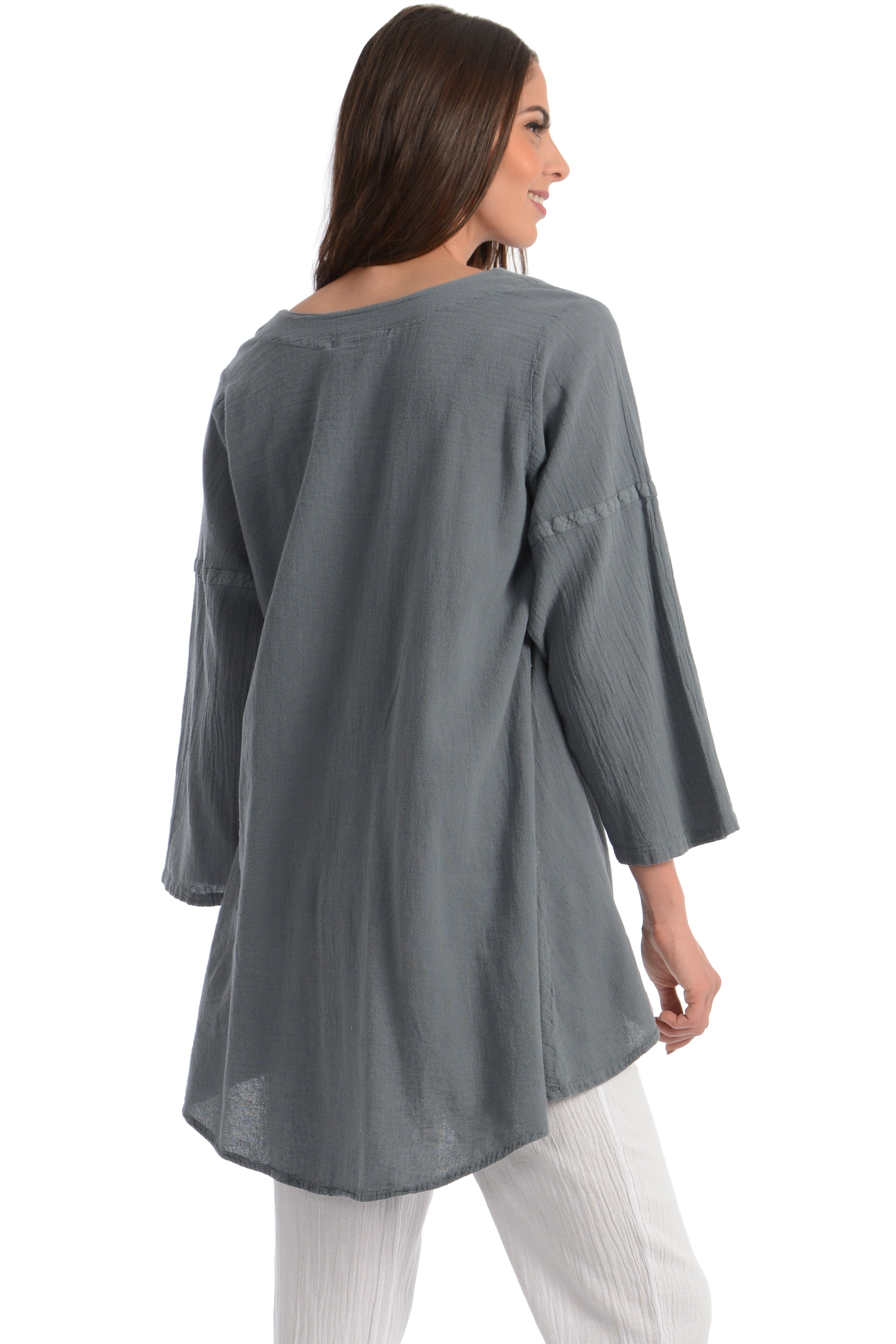 Maria de Guadalajara: Petunia Blouse in Gray | KAQE