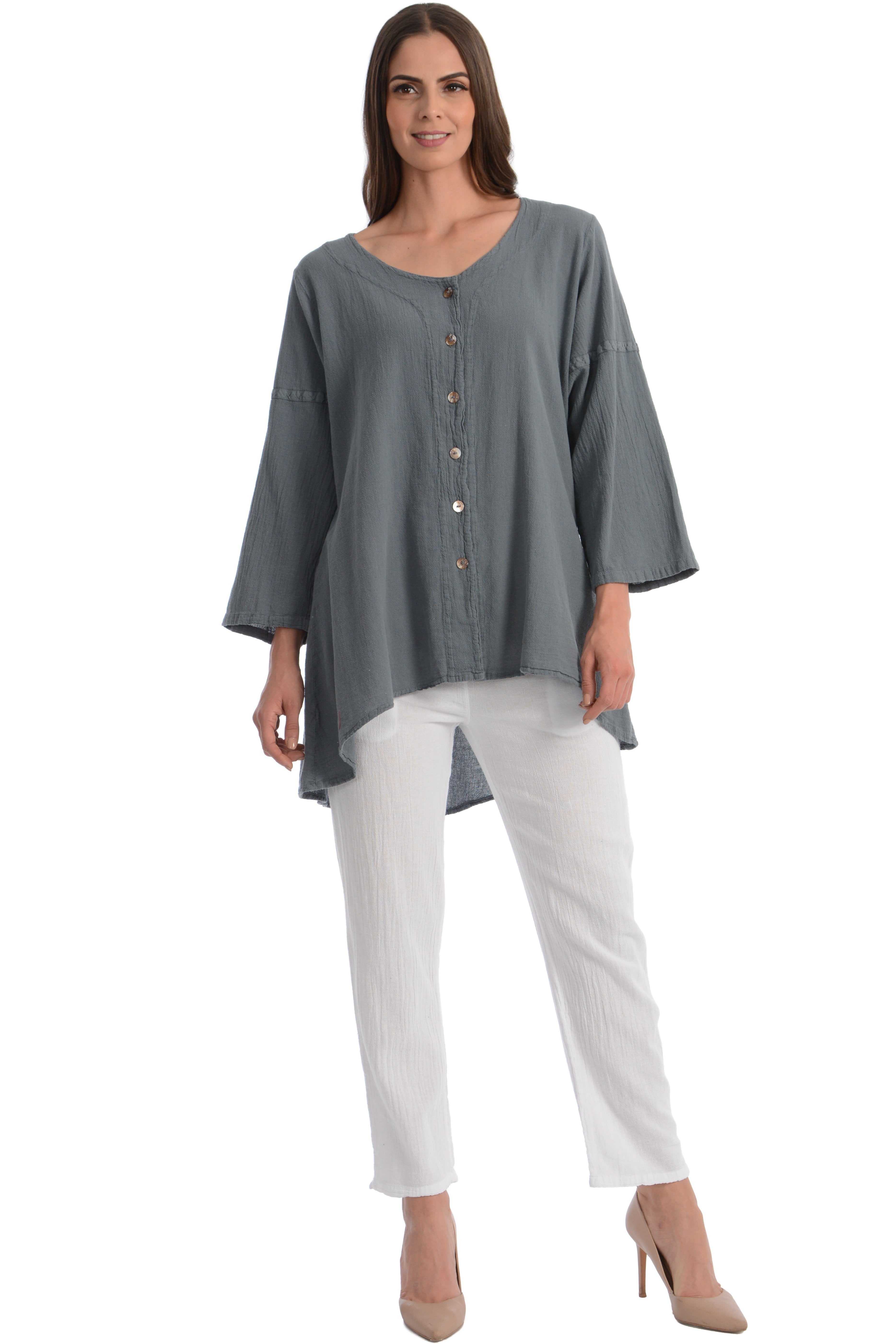 Maria de Guadalajara: Petunia Blouse in Gray | KAQE