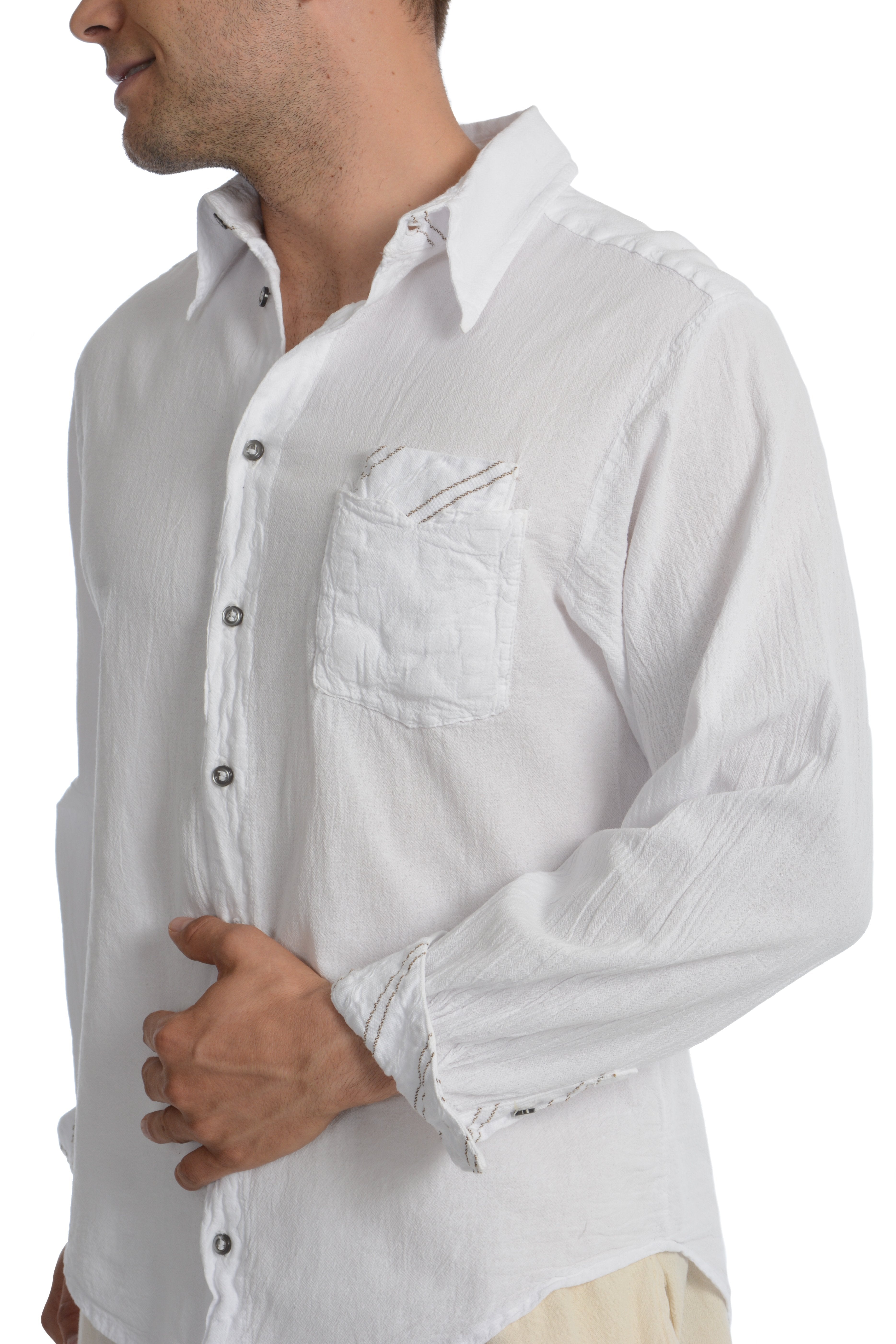 Maria de Guadalajara: Snapper Shirt in White | KAQE